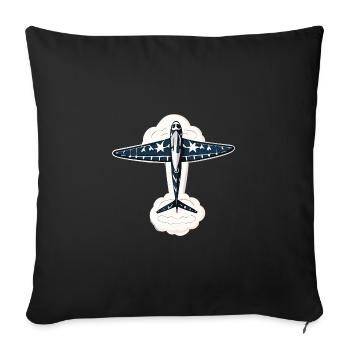 Planeur bleu38x38 - Housse de coussin décorative 45 x 45 cm - noir - Devant