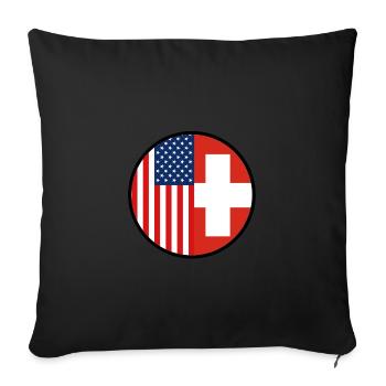 Suisse Usa Drapeau Nation Cadeau - Housse de coussin décorative 45 x 45 cm - noir - Devant