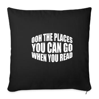 Ooh Les endroits où vous pouvez aller quand vous lisez 4 - Housse de coussin décorative 45 x 45 cm - noir - Devant