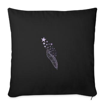 Plume et étoiles - Housse de coussin décorative 45 x 45 cm - noir - Devant