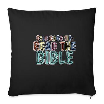 Self Care Tip Read The Bible 2 - Sofakissenbezug 45 x 45 cm - Schwarz - Vorne