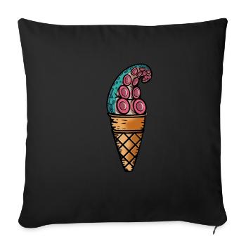 Tentakel Oktopus Arm in Eiswaffel. - Sofakissenbezug 45 x 45 cm - Schwarz - Vorne