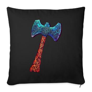 Cool Viking axe decorated with runes - Sofa pillowcase 17,3'' x 17,3'' (45 x 45 cm) - black - Front