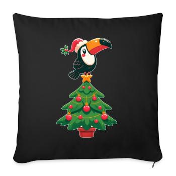 Christmas Tree Tropical Bird Toucan Bird of Paradise - Sofa pillowcase 17,3'' x 17,3'' (45 x 45 cm) - black - Front