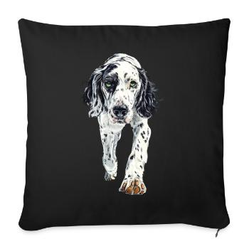 Englischer Setter - Sofakissenbezug 45 x 45 cm - Schwarz - Vorne