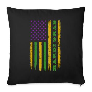 Mardi Gras - Drapeau US - Costume - Cadeau - Housse de coussin décorative 45 x 45 cm - noir - Devant