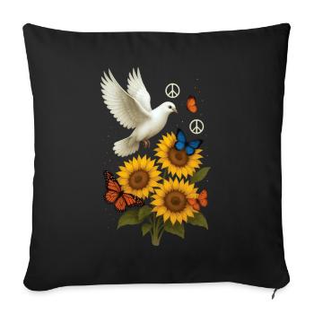 Weiße Taube - Sofakissenbezug 45 x 45 cm - Schwarz - Vorne