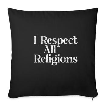Je respecte toutes les religions 3 - Housse de coussin décorative 45 x 45 cm - noir - Devant