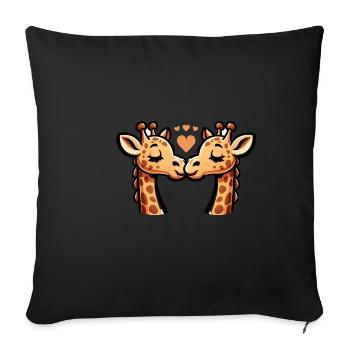 Two Giraffes In Love - Sofa pillowcase 17,3'' x 17,3'' (45 x 45 cm) - black - Front