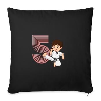 5. Geburtstag 5 Jahre alt Junge Karate Judo - Sofakissenbezug 45 x 45 cm - Schwarz - Vorne