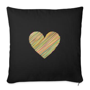 Buntes Herz - Sofakissenbezug 45 x 45 cm - Schwarz - Vorne