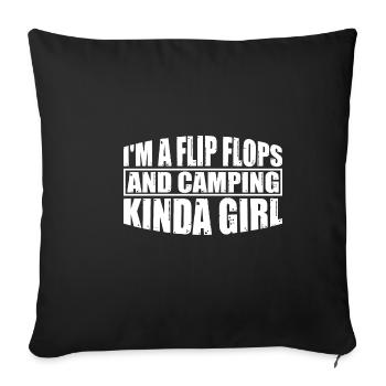 Je suis une Flip Flops Et Camping Kinda Girl 4 - Housse de coussin décorative 45 x 45 cm - noir - Devant