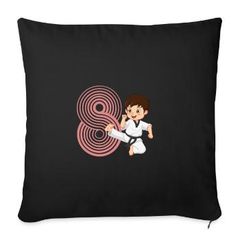 8. Geburtstag 8 Jahre alt Junge Karate Judo - Sofakissenbezug 45 x 45 cm - Schwarz - Vorne