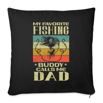 Angeln mon copain de pêche préféré m’appelle papa - Housse de coussin décorative 45 x 45 cm - noir - Devant