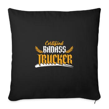 Dicton de camionneur dur à cuire - Housse de coussin décorative 45 x 45 cm - noir - Devant