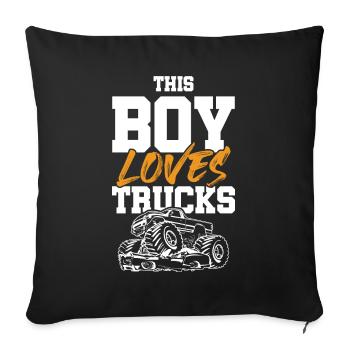 the boy loves trucks - Sofa pillowcase 17,3'' x 17,3'' (45 x 45 cm) - black - Front