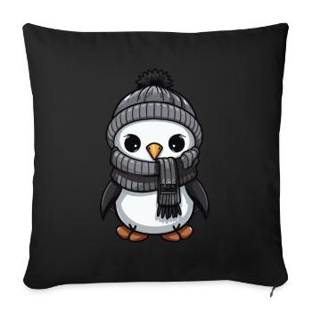 Penguin Winter Comic Cute - Sofa pillowcase 17,3'' x 17,3'' (45 x 45 cm) - black - Front