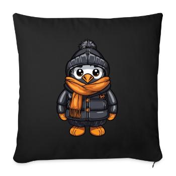 Penguin Comic Cute Winter - Sofa pillowcase 17,3'' x 17,3'' (45 x 45 cm) - black - Front
