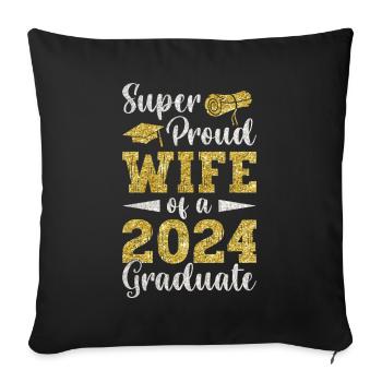 Fière épouse d’un étudiant diplômé de l’université 2024 - Housse de coussin décorative 45 x 45 cm - noir - Devant