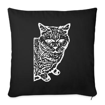 Cat White Silhouette Gift Cat Lover - Sofa pillowcase 17,3'' x 17,3'' (45 x 45 cm) - black - Front