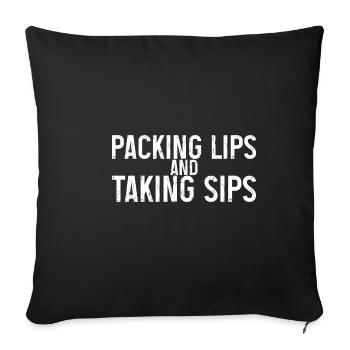 Packing Lips And Taking Sips - Sofakissenbezug 45 x 45 cm - Schwarz - Vorne
