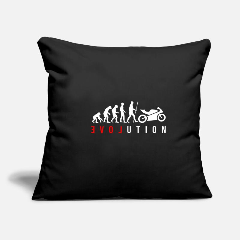 L’évolution de l’humanité est la moto Housse de coussin décorative 45 x 45 cm