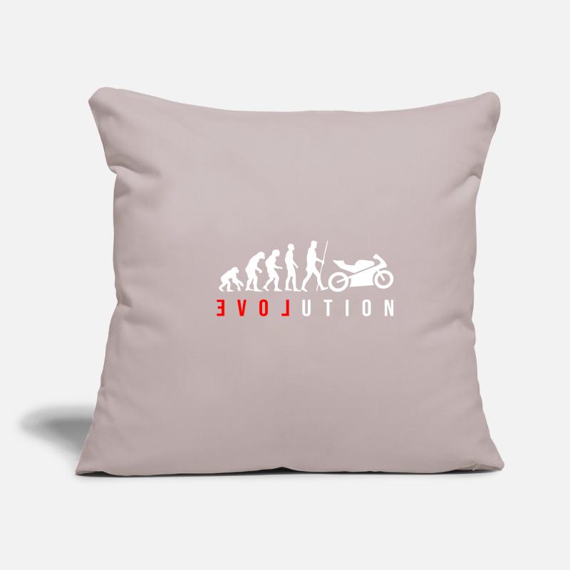 L’évolution de l’humanité est la moto Housse de coussin décorative 45 x 45 cm