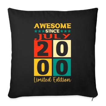 Awesome since July 2000 22nd Birthday Men's Fun - Sofa pillowcase 17,3'' x 17,3'' (45 x 45 cm) - black - Front