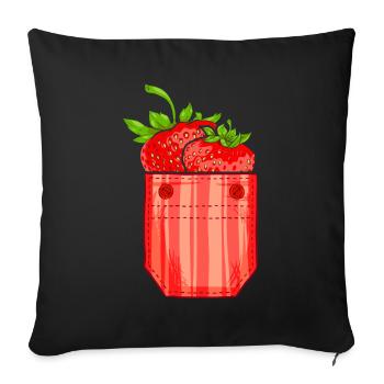 Berry Summer Fruit Gift Chest Bag Strawberry - Sofa pillowcase 17,3'' x 17,3'' (45 x 45 cm) - black - Front
