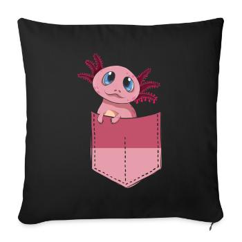 Cadeau amphibien à queue mignon sac de poitrine axolotl - Housse de coussin décorative 45 x 45 cm - noir - Devant