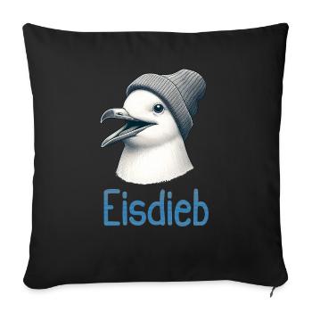 Moin Seagull Oiseau Crème Glace Crème Voleur de Glace Côte Mer du Nord - Housse de coussin décorative 45 x 45 cm - noir - Devant