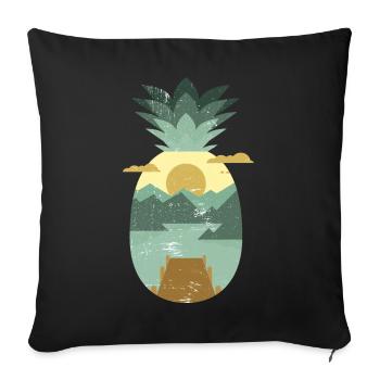 Vintage tropical fruit - pineapple - Sofa pillowcase 17,3'' x 17,3'' (45 x 45 cm) - black - Front