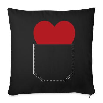 Chest pocket heart white gift idea - Sofa pillowcase 17,3'' x 17,3'' (45 x 45 cm) - black - Front