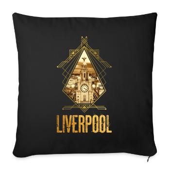 Liverpool England City Skyline Gold Home Love - Sofa pillowcase 17,3'' x 17,3'' (45 x 45 cm) - black - Front