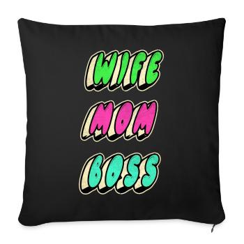 femme maman patron - Housse de coussin décorative 45 x 45 cm - noir - Devant