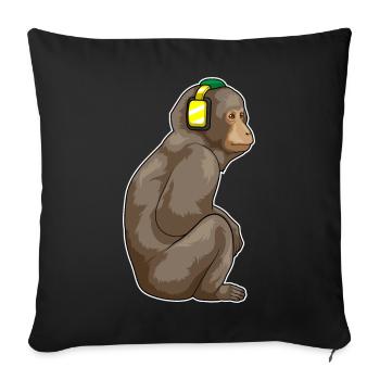 Musique casque Monkey - Housse de coussin décorative 45 x 45 cm - noir - Devant