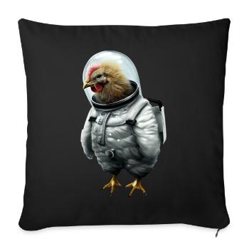 Ein Huhn im Astronautenanzug - Sofakissenbezug 45 x 45 cm - Schwarz - Vorne