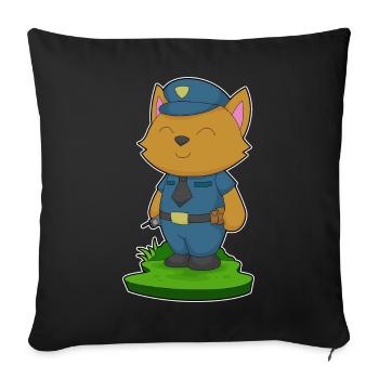 Cat Policeman Microphone Police - Sofa pillowcase 17,3'' x 17,3'' (45 x 45 cm) - black - Front