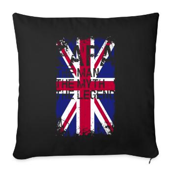 Grunge Union Jack Text Tee - Sofa pillowcase 17,3'' x 17,3'' (45 x 45 cm) - black - Front