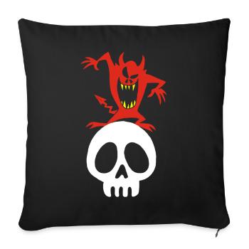 Skull and demon - Sofa pillowcase 17,3'' x 17,3'' (45 x 45 cm) - black - Front