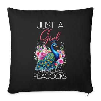 Peacock Flowers Peacock Feather Exotic Colorful Colorful - Sofa pillowcase 17,3'' x 17,3'' (45 x 45 cm) - black - Front