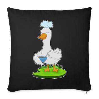 Ente Koch Schüssel Kochen - Sofakissenbezug 45 x 45 cm - Schwarz - Vorne