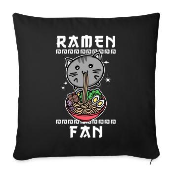 Comic Manga Katze Ramen Anime Zeichentrick Japan - Sofakissenbezug 45 x 45 cm - Schwarz - Vorne