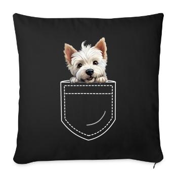 Chien West Highland White Terrier Westie - Housse de coussin décorative 45 x 45 cm - noir - Devant