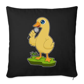 Ente Sänger Mikrofon Singen - Sofakissenbezug 45 x 45 cm - Schwarz - Vorne