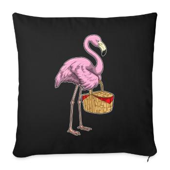 Panier de pique-flamant rose - Housse de coussin décorative 45 x 45 cm - noir - Devant
