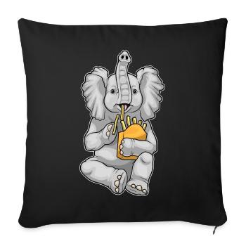 Elephant French fries - Sofa pillowcase 17,3'' x 17,3'' (45 x 45 cm) - black - Front