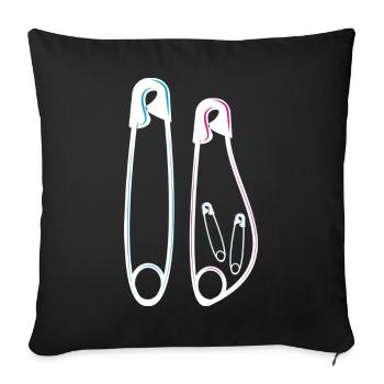 Annonce baby bump grossesse jumeaux - Housse de coussin décorative 45 x 45 cm - noir - Devant