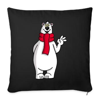 Ours polaire rigolo - Housse de coussin décorative 45 x 45 cm - noir - Devant