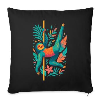 Paresseux Pole Dance Pole Dancer Drôle Cadeau - Housse de coussin décorative 45 x 45 cm - noir - Devant